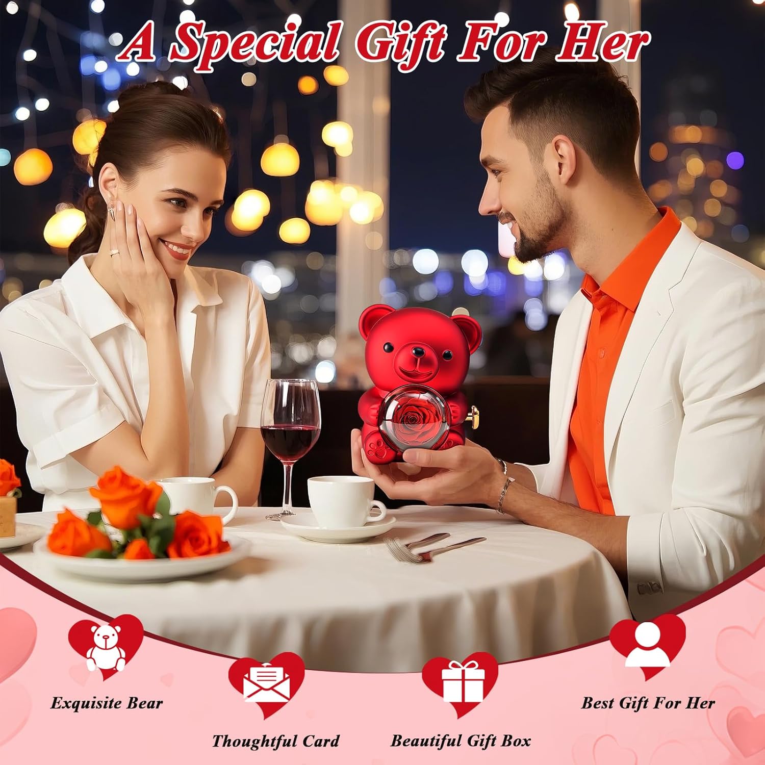 TeddyRose Ursuleț cu Trandafir Etern